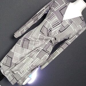 Cute black white A Wrap Around Tie dress